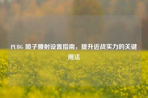PUBG 喷子腰射设置指南，提升近战实力的关键用法