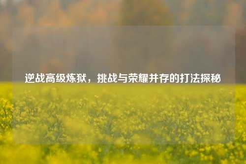 逆战高级炼狱,挑战与荣耀并存的打法探秘