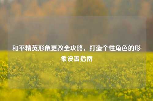 和平精英形象更改全攻略,打造个性角色的形象设置指南