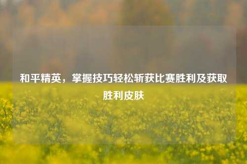 和平精英,掌握技巧轻松斩获比赛胜利及获取胜利皮肤