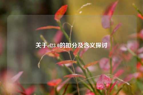 关于cf23 0的扣分及含义探讨