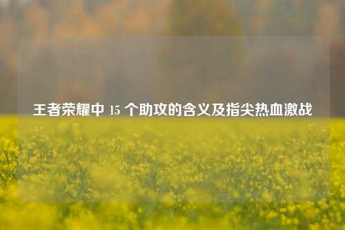 王者荣耀中 15 个助攻的含义及指尖热血激战