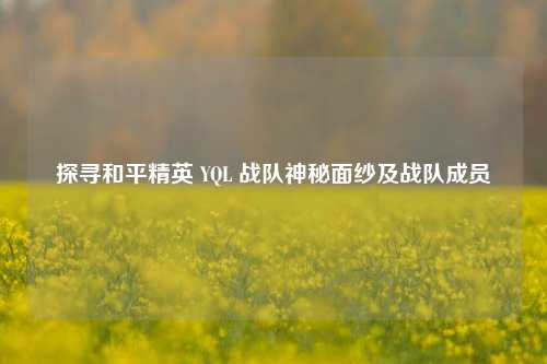 探寻和平精英 YQL 战队神秘面纱及战队成员