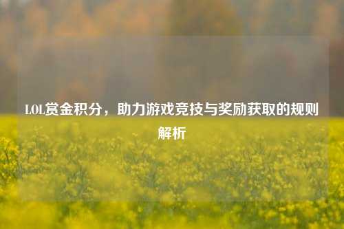 LOL赏金积分，助力游戏竞技与奖励获取的规则解析