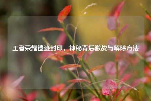 王者荣耀遗迹封印,神秘背后激战与解除方法