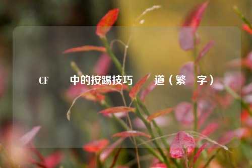 CF遊戲中的按踢技巧與門道(繁體字)