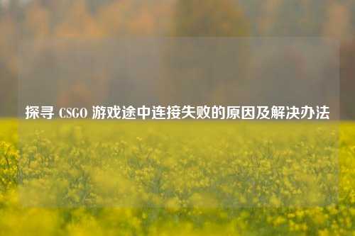 探寻 CSGO 游戏途中连接失败的原因及解决办法