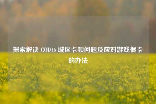 探索解决 COD16 城区卡顿问题及应对游戏很卡的办法