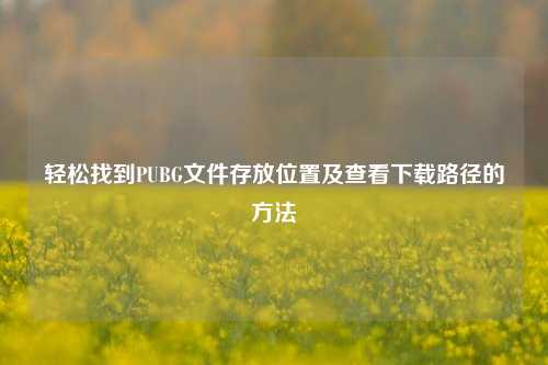 轻松找到PUBG文件存放位置及查看下载路径的方法