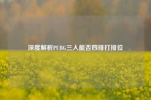深度解析PUBG三人能否四排打排位