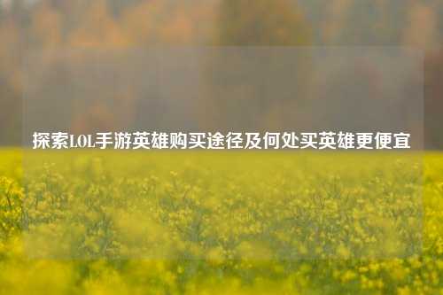 探索LOL手游英雄购买途径及何处买英雄更便宜