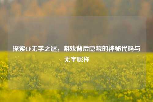 探索CF无字之谜,游戏背后隐藏的神秘代码与无字昵称