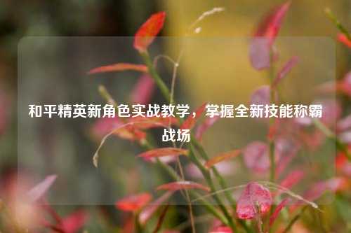 和平精英新角色实战教学，掌握全新技能称霸战场