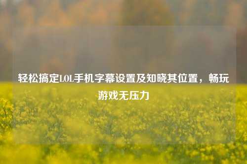 轻松搞定LOL手机字幕设置及知晓其位置,畅玩游戏无压力