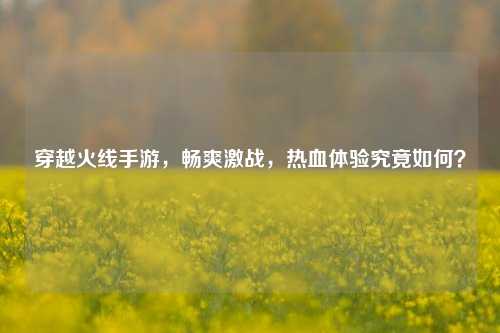 穿越火线手游,畅爽激战,热血体验究竟如何?