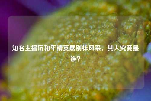 知名主播玩和平精英展别样风采,其人究竟是谁?