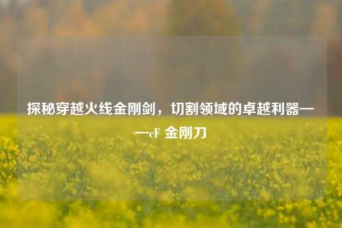 探秘穿越火线金刚剑,切割领域的卓越利器——cF 金刚刀
