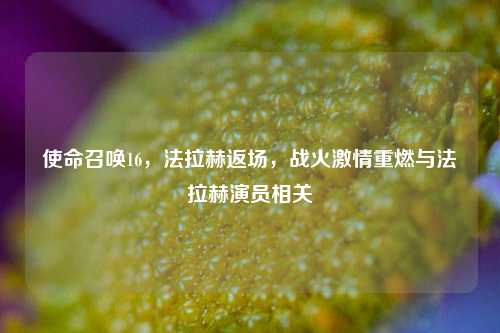 使命召唤16,法拉赫返场,战火激情重燃与法拉赫演员相关