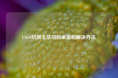 CSGO切屏无法切到桌面的解决办法