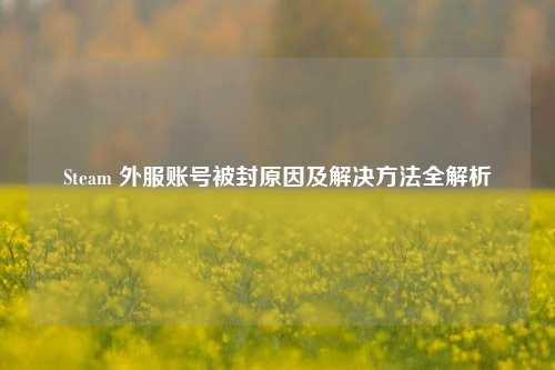 Steam 外服账号被封原因及解决方法全解析