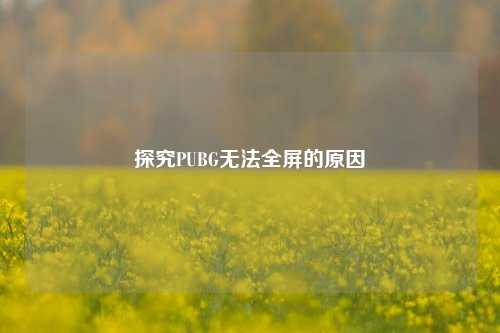 探究PUBG无法全屏的原因
