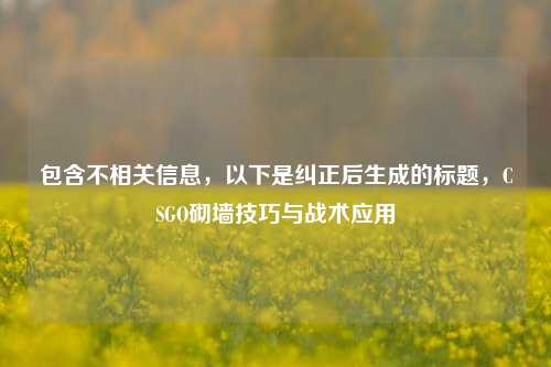 包含不相关信息,以下是纠正后生成的标题,CSGO砌墙技巧与战术应用