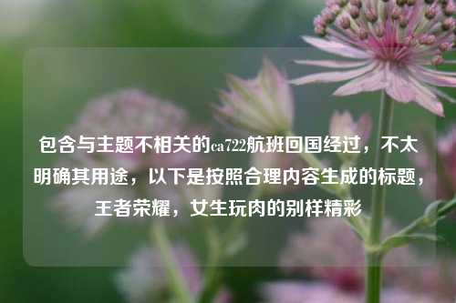 包含与主题不相关的ca722航班回国经过,不太明确其用途,以下是按照合理内容生成的标题,王者荣耀,女生玩肉的别样精彩