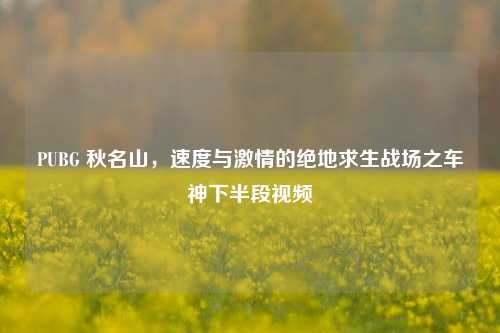 PUBG 秋名山，速度与激情的绝地求生战场之车神下半段视频