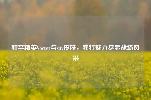 和平精英Vocter与suv皮肤,独特魅力尽显战场风采