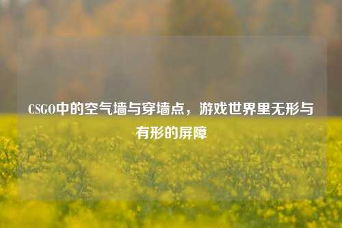 CSGO中的空气墙与穿墙点,游戏世界里无形与有形的屏障