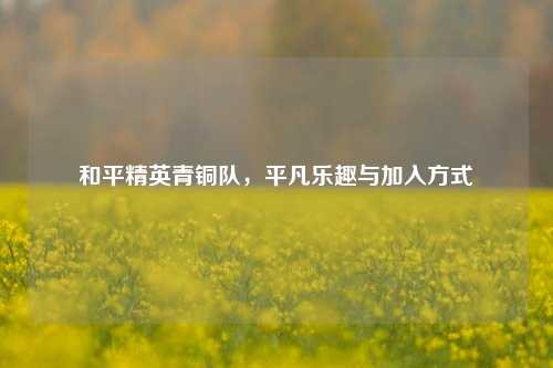 和平精英青铜队，平凡乐趣与加入方式