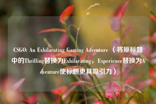 CSGO: An Exhilarating Gaming Adventure (将原标题中的Thrilling替换为Exhilarating,Experience替换为Adventure使标题更具吸引力)