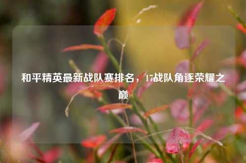 和平精英最新战队赛排名,17战队角逐荣耀之巅