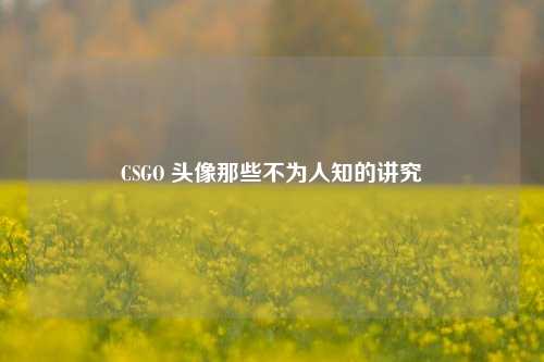 CSGO 头像那些不为人知的讲究