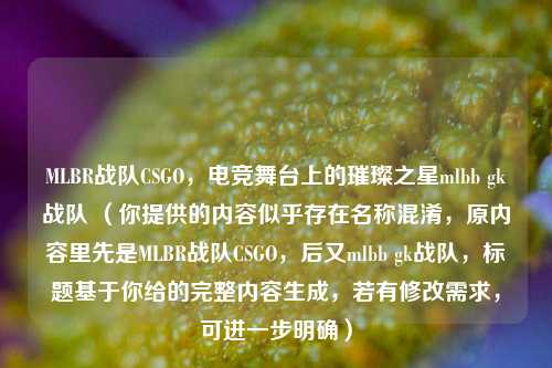 MLBR战队CSGO,电竞舞台上的璀璨之星mlbb gk战队 (你提供的内容似乎存在名称混淆,原内容里先是MLBR战队CSGO,后又mlbb gk战队,标题基于你给的完整内容生成,若有修改需求,可进一步明确)
