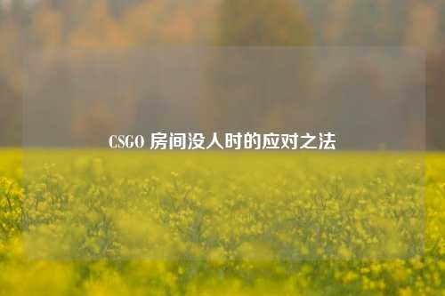 CSGO 房间没人时的应对之法