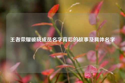 王者荣耀破晓成员名字背后的故事及具体名字