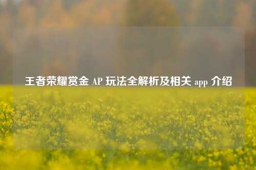王者荣耀赏金 AP 玩法全解析及相关 app 介绍