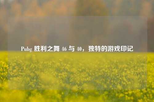 Pubg 胜利之舞 46 与 40,独特的游戏印记