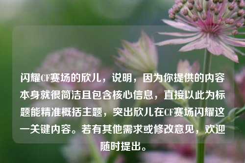 闪耀CF赛场的欣儿，说明，因为你提供的内容本身就很简洁且包含核心信息，直接以此为标题能精准概括主题，突出欣儿在CF赛场闪耀这一关键内容。若有其他需求或修改意见，欢迎随时提出。
