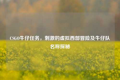 CSGO牛仔任务，刺激的虚拟西部冒险及牛仔队名称探秘