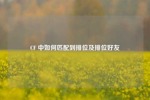 CF 中如何匹配到排位及排位好友