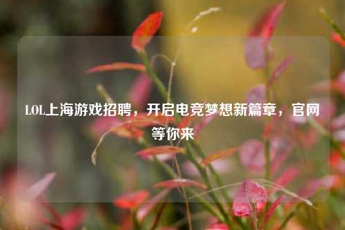 LOL上海游戏招聘，开启电竞梦想新篇章，官网等你来