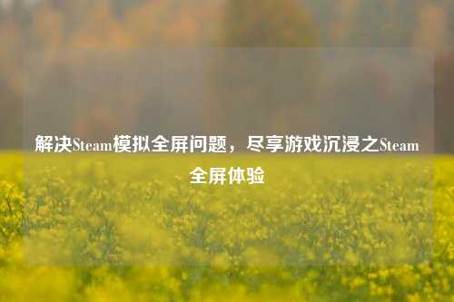 解决Steam模拟全屏问题，尽享游戏沉浸之Steam全屏体验
