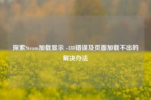 探索Steam加载显示 -188错误及页面加载不出的解决办法