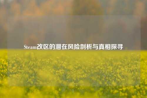 Steam改区的潜在风险剖析与真相探寻