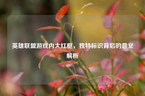 英雄联盟游戏内大红框,独特标识背后的意义解析