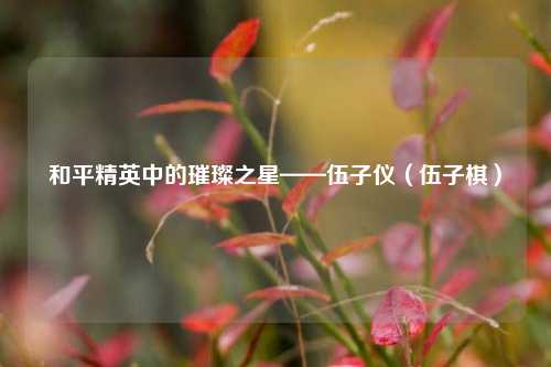 和平精英中的璀璨之星——伍子仪(伍子棋)