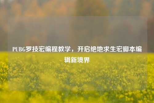 PUBG罗技宏编程教学，开启绝地求生宏脚本编辑新境界