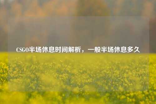 CSGO半场休息时间解析,一般半场休息多久